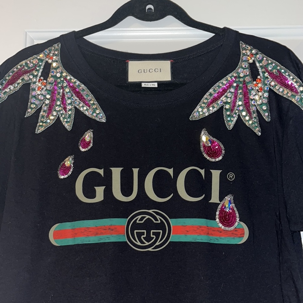 Authentic Gucci Print Tee With Embellishment - image 3